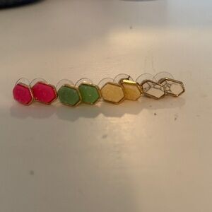 Hexagon Multicolor Stud Earrings